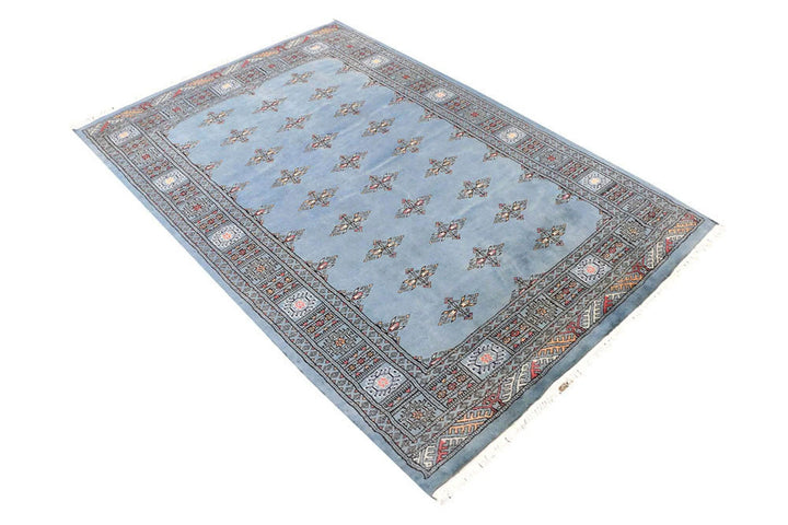 Light Slate Grey Pakistani Butterfly Rug 4' 1" x 6' 2" Hand-Knotted | No. QA25210