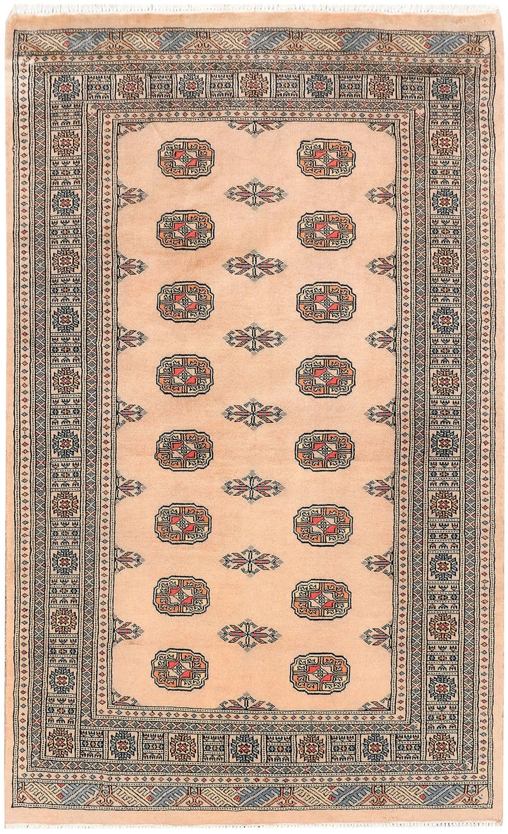 Brown Pakistani Bokhara Rug 4' x 6'7" Hand-Knotted | No. QA25218