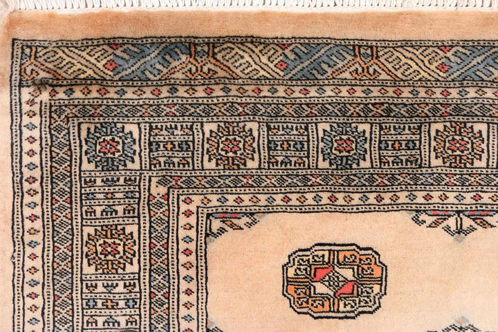 Brown Pakistani Bokhara Rug 4' x 6'7" Hand-Knotted | No. QA25218