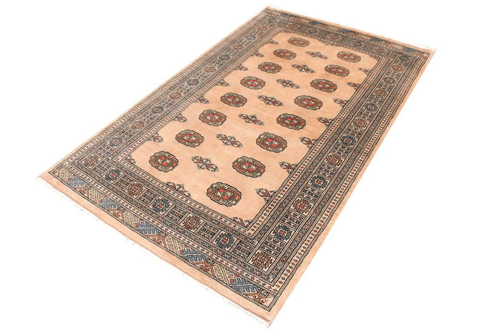 Brown Pakistani Bokhara Rug 4' x 6'7" Hand-Knotted | No. QA25218