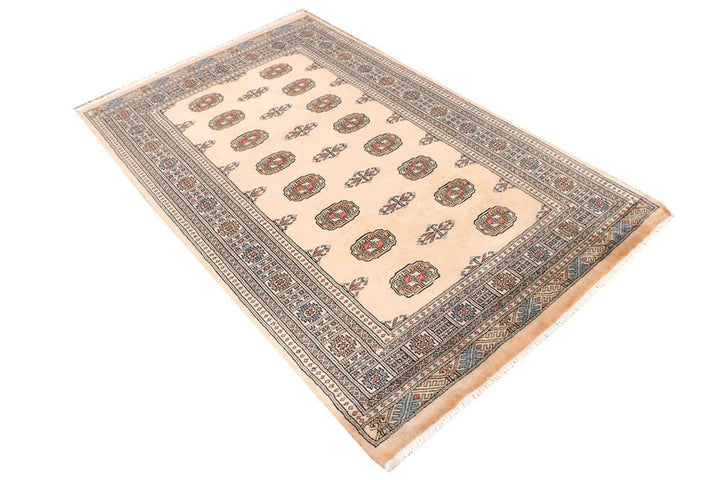 Brown Pakistani Bokhara Rug 4' x 6'7" Hand-Knotted | No. QA25218