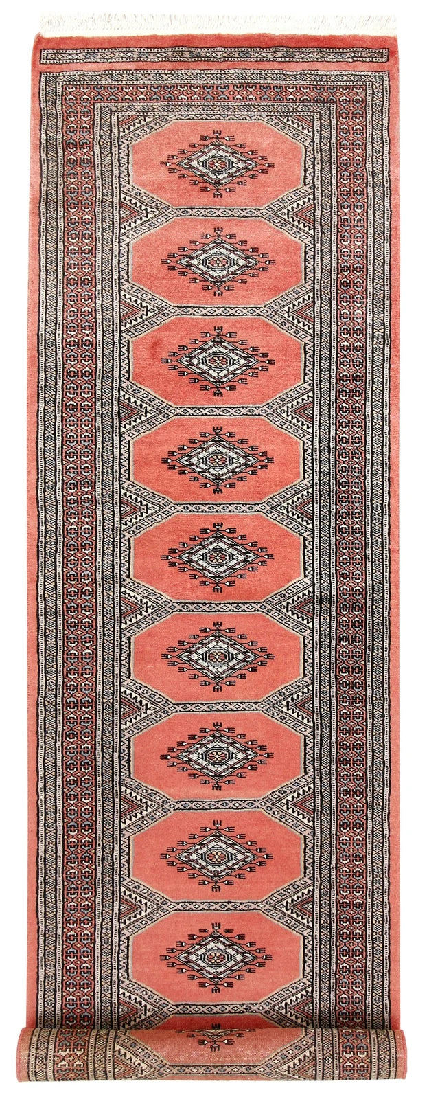 Light Salmon Pakistani Jaldar Runner 2' 4" x 9' 2" Hand-Knotted | No. QA25456