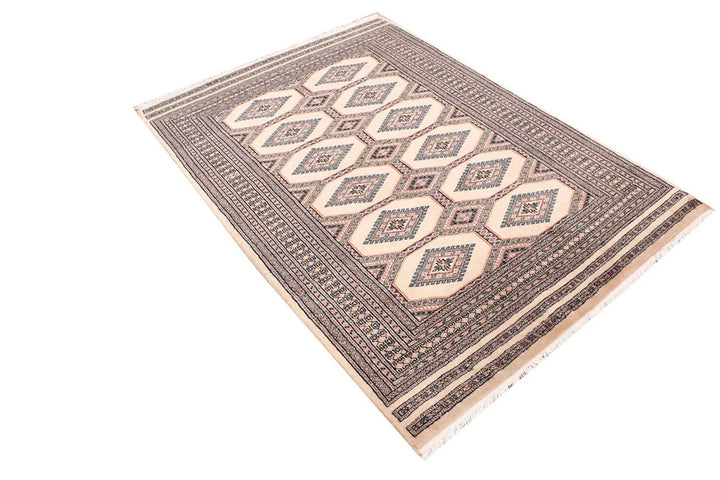 Brown Pakistani Jaldar Rug 4' 1" x 5' 9" Hand-Knotted | No. QA25463