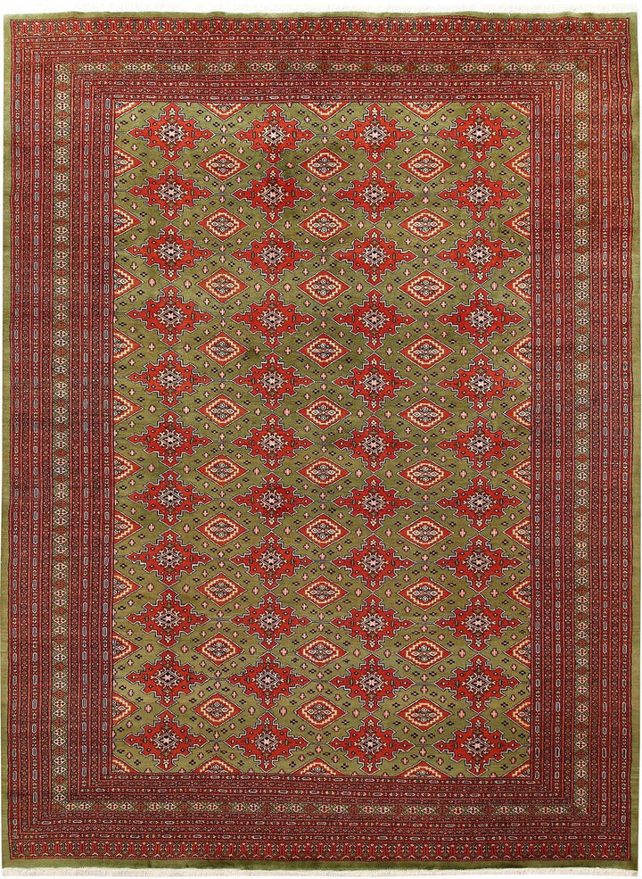 Olive Pakistani Jaldar Rug 8' x 10' 9" Hand-Knotted | No. QA25592