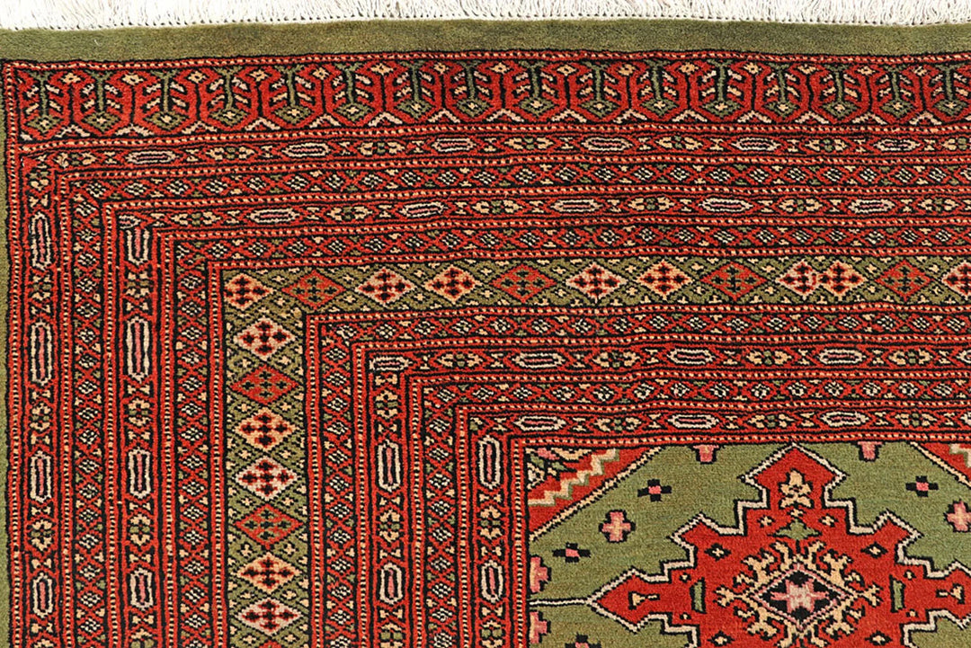 Olive Pakistani Jaldar Rug 8' x 10' 9" Hand-Knotted | No. QA25592