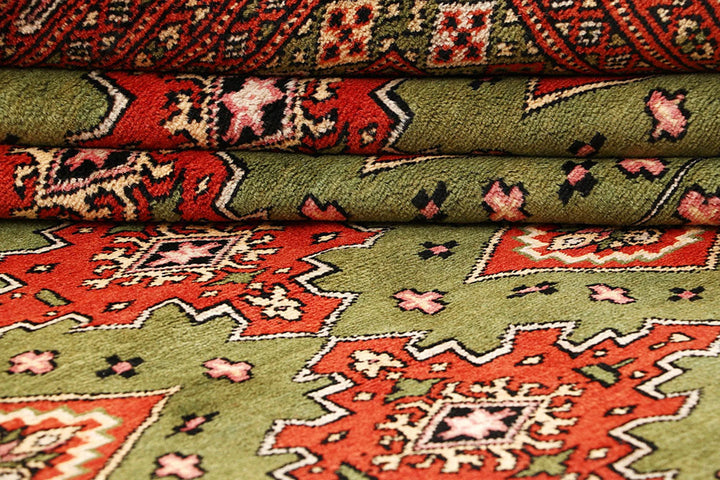 Olive Pakistani Jaldar Rug 8' x 10' 9" Hand-Knotted | No. QA25592
