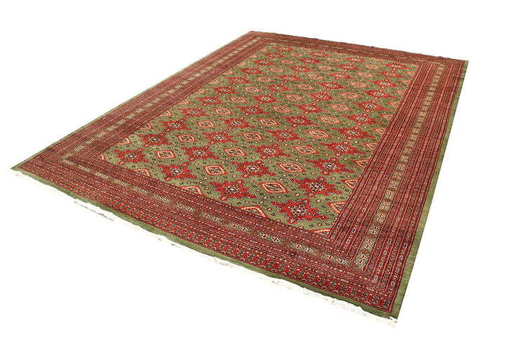 Olive Pakistani Jaldar Rug 8' x 10' 9" Hand-Knotted | No. QA25592