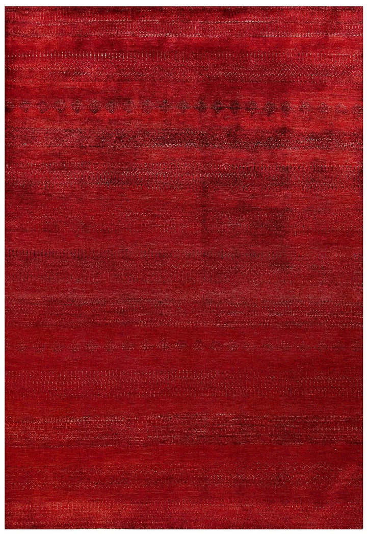 Red Pakistani Gabbeh Rug 5' 7" x 8' Hand-Knotted | No. QA25630