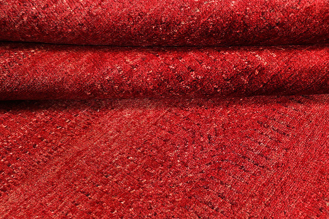Red Pakistani Gabbeh Rug 5' 7" x 8' Hand-Knotted | No. QA25630