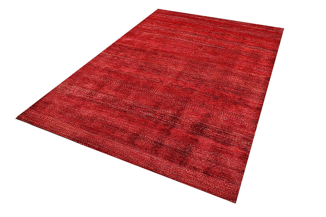 Red Pakistani Gabbeh Rug 5' 7" x 8' Hand-Knotted | No. QA25630