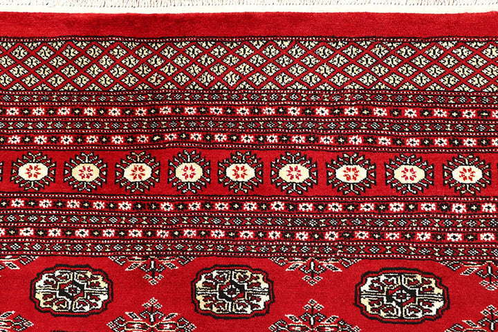 Firebrick Red Pakistani Bokhara Rug 9' 1" x 12' 2" Hand-Knotted | No. QA25701