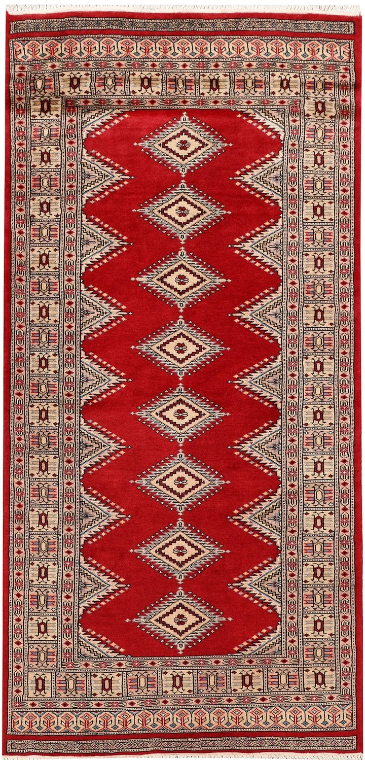 Dark Red Pakistani Jaldar Rug 3' x 6'2" Hand-Knotted | No. QA25772