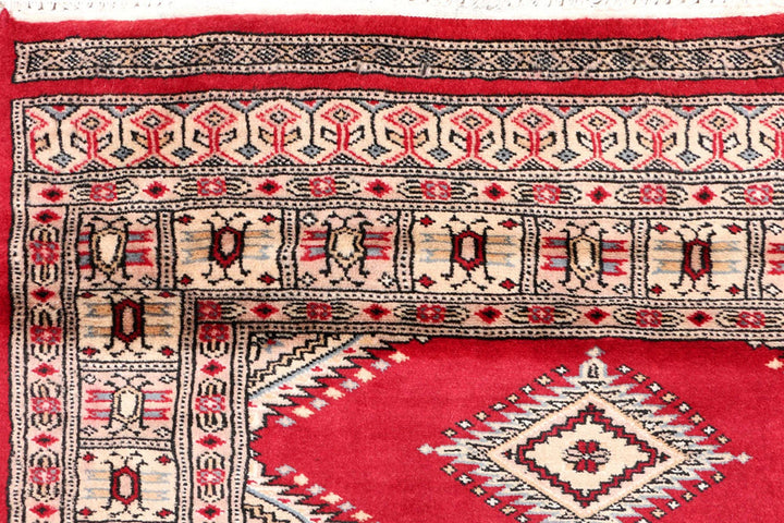 Dark Red Pakistani Jaldar Rug 3' x 6'2" Hand-Knotted | No. QA25772