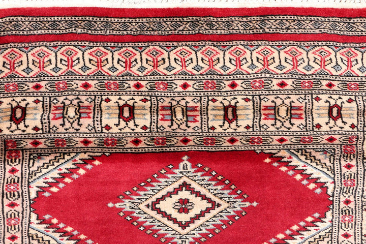 Dark Red Pakistani Jaldar Rug 3' x 6'2" Hand-Knotted | No. QA25772