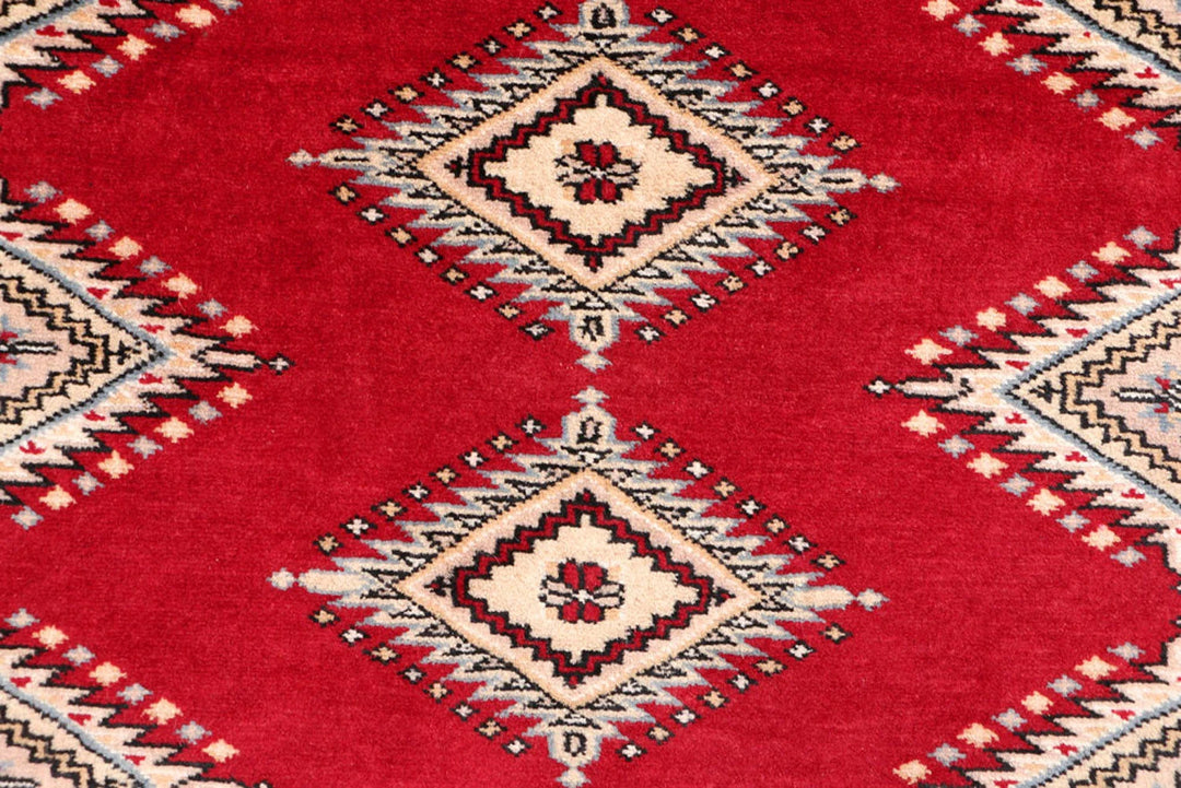 Dark Red Pakistani Jaldar Rug 3' x 6'2" Hand-Knotted | No. QA25772