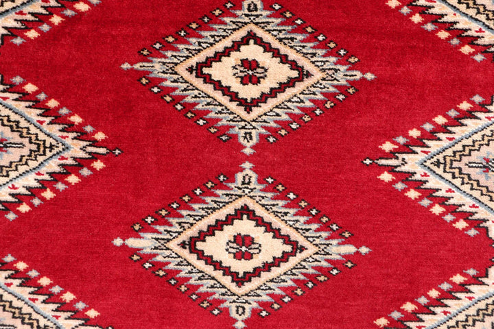 Dark Red Pakistani Jaldar Rug 3' x 6'2" Hand-Knotted | No. QA25772