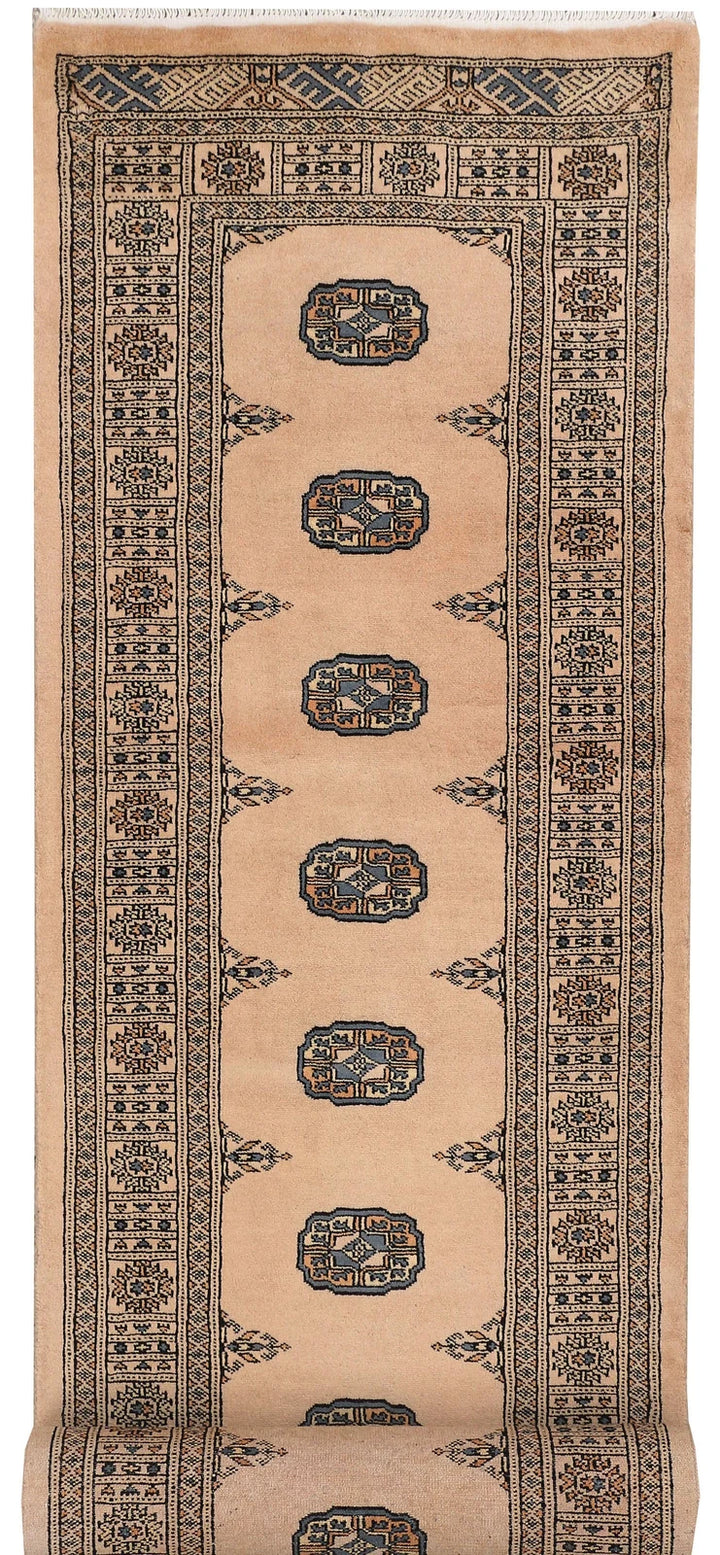 Tan Pakistani Bokhara Rug 2' 7" x 11' 4" Hand-Knotted | No. QA25801