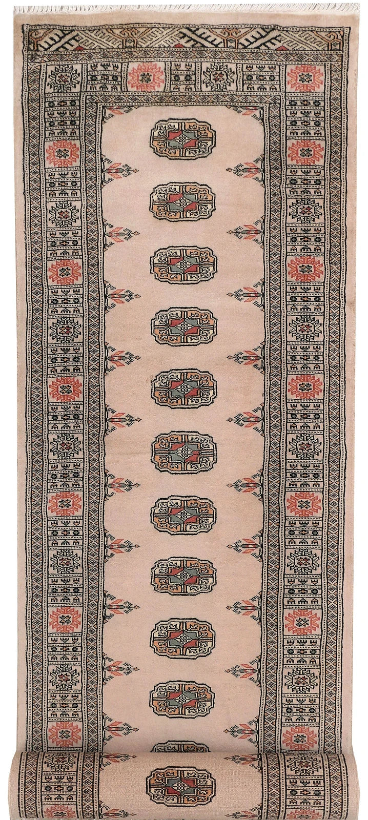 Tan Pakistani Bokhara Rug 2' 7" x 12' " Hand-Knotted | No. QA25873