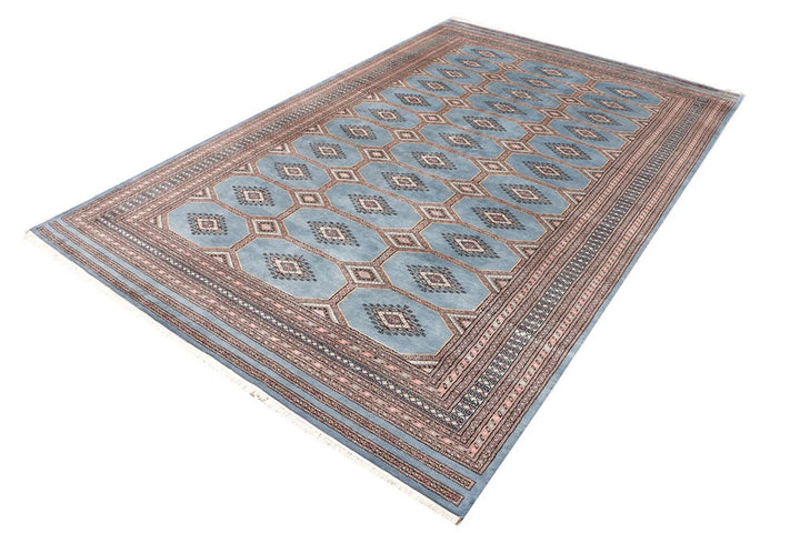 Light Slate Grey Pakistani Jaldar Rug 6' 7" x 10' 3" Hand-Knotted | No. QA25916
