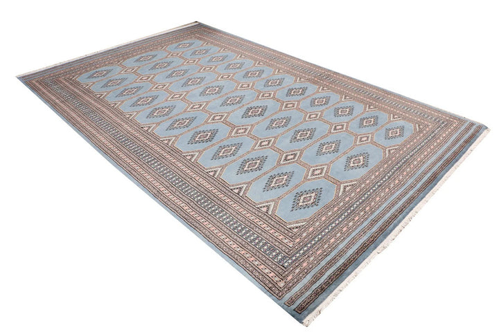 Light Slate Grey Pakistani Jaldar Rug 6' 7" x 10' 3" Hand-Knotted | No. QA25916