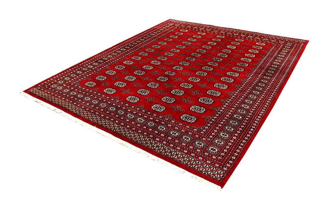 Firebrick Red Pakistani Bokhara Rug 7' 9" x 9' 9" Hand-Knotted | No. QA25950