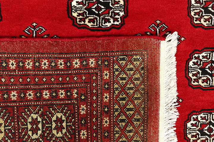 Firebrick Red Pakistani Bokhara Rug 7' 9" x 9' 9" Hand-Knotted | No. QA25950