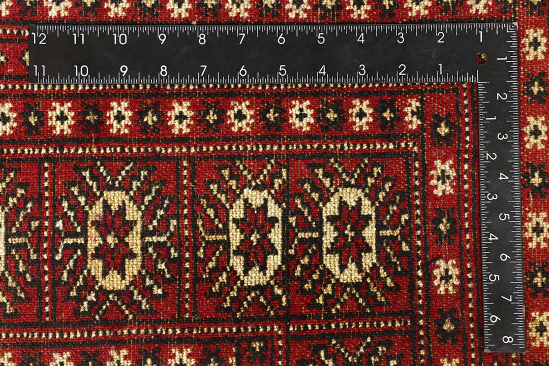 Firebrick Red Pakistani Bokhara Rug 7' 9" x 9' 9" Hand-Knotted | No. QA25950