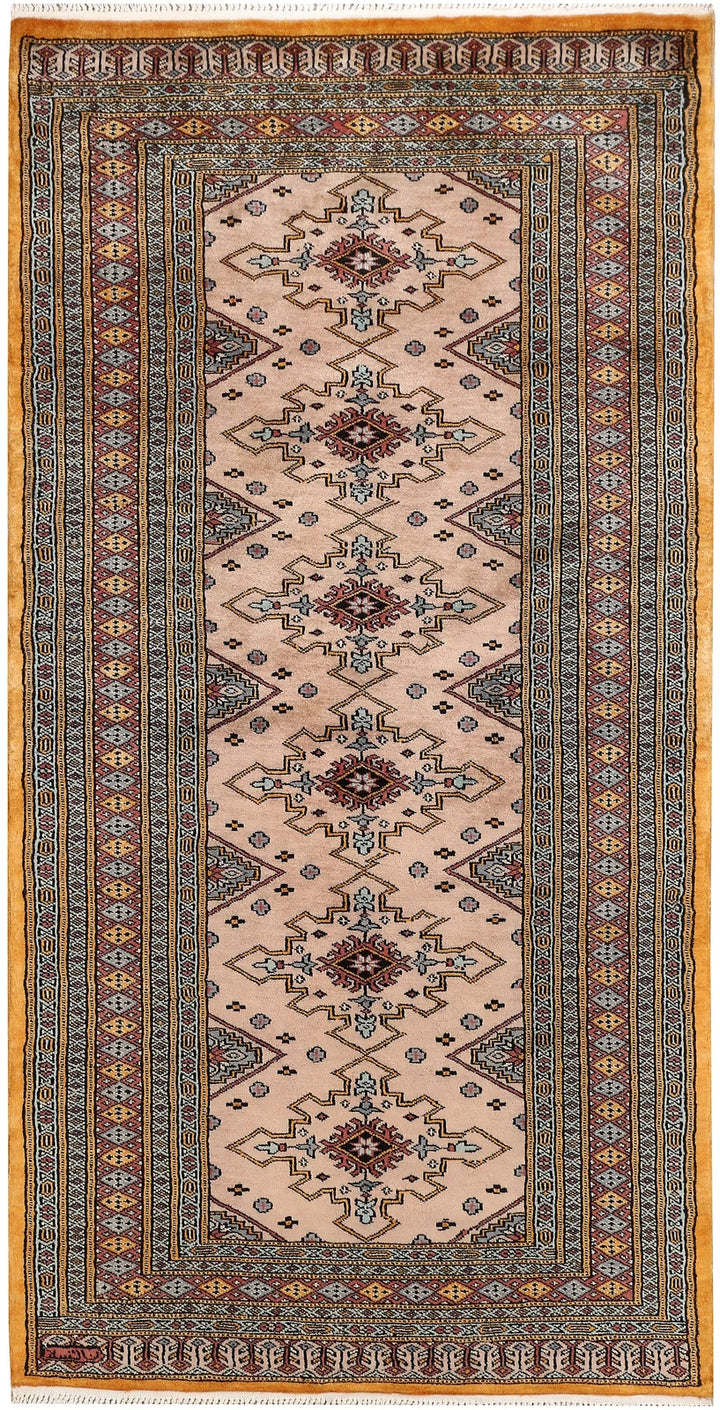 Brown Pakistani Jaldar Rug 3' 2" x 6' 2" Hand-Knotted | No. QA25951