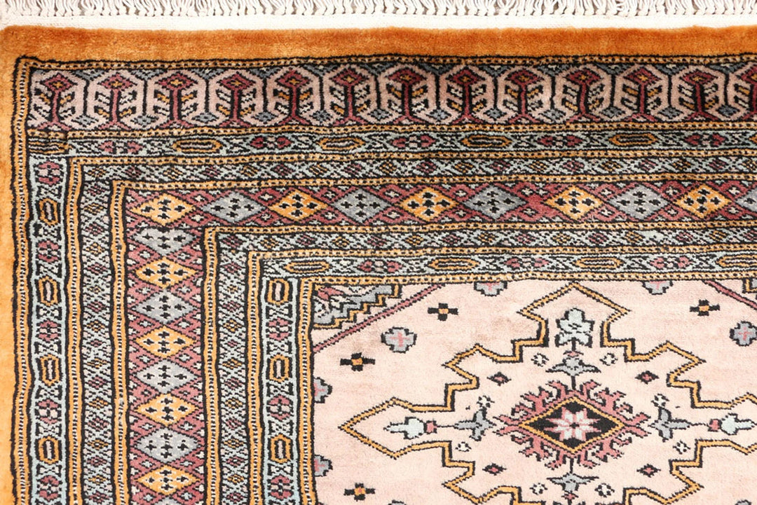 Brown Pakistani Jaldar Rug 3' 2" x 6' 2" Hand-Knotted | No. QA25951