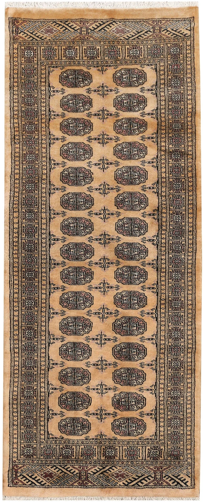 Yellow Pakistani Bokhara Rug 2' 7" x 6' 6" Hand-Knotted | No. QA25962