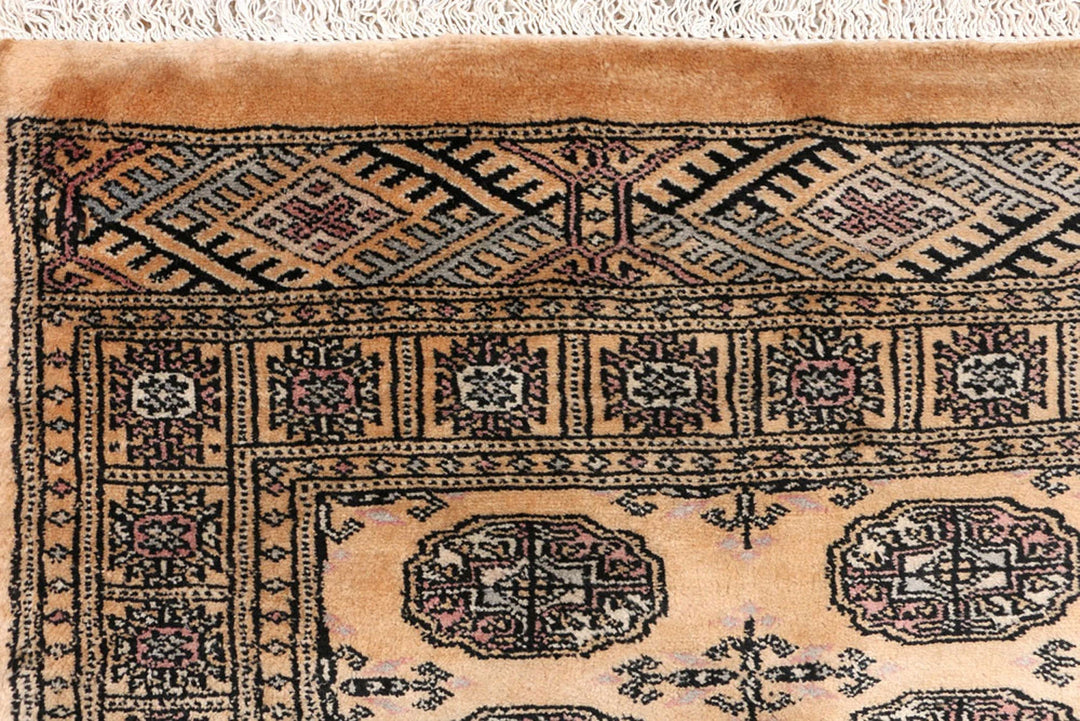 Yellow Pakistani Bokhara Rug 2' 7" x 6' 6" Hand-Knotted | No. QA25962