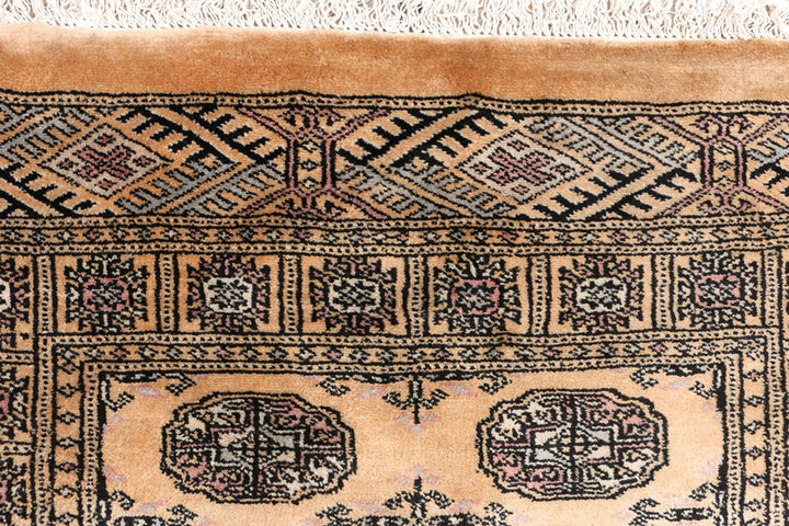 Yellow Pakistani Bokhara Rug 2' 7" x 6' 6" Hand-Knotted | No. QA25962