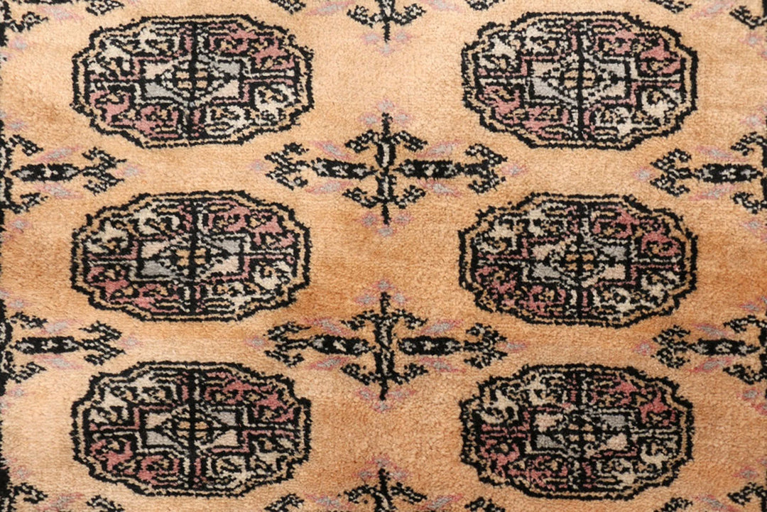 Yellow Pakistani Bokhara Rug 2' 7" x 6' 6" Hand-Knotted | No. QA25962