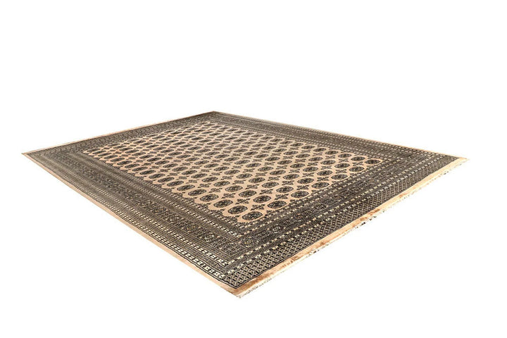 Bisque Pakistani Bokhara Rug 9' 1" x 12' 2" Hand-Knotted | No. QA26028