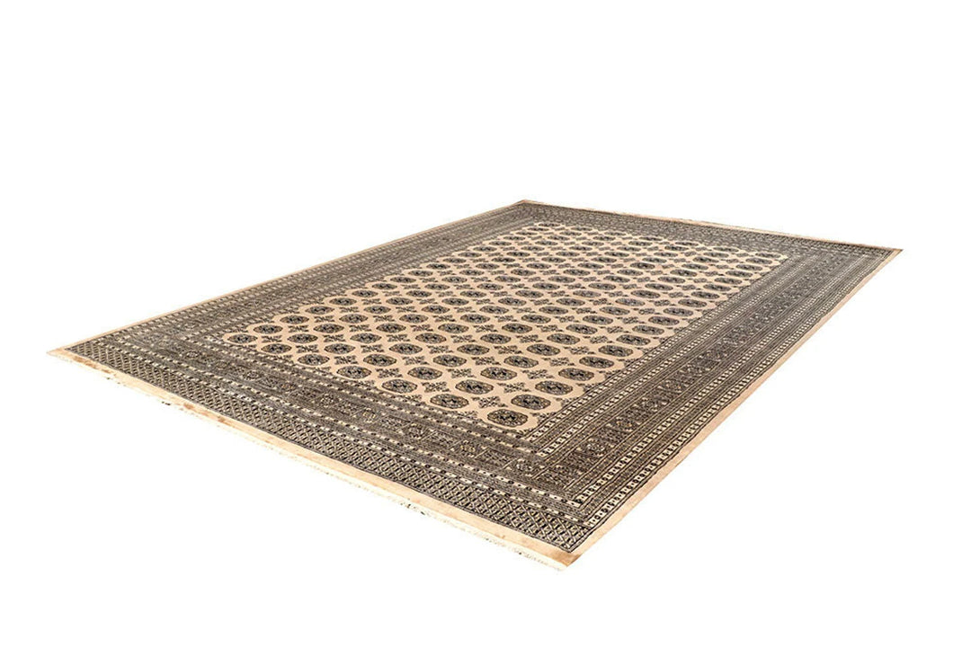 Bisque Pakistani Bokhara Rug 9' 1" x 12' 2" Hand-Knotted | No. QA26028