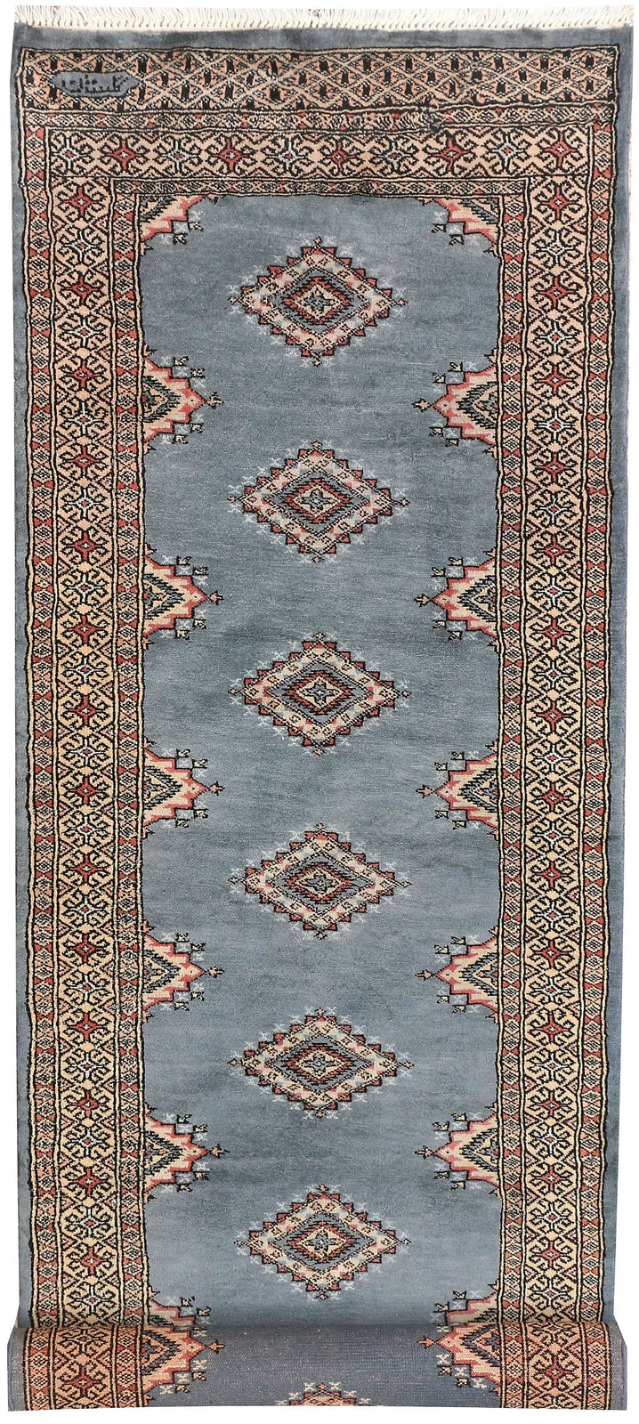 Light Slate Grey Pakistani Jaldar Rug 2' 7" x 9' 1" Hand-Knotted | No. QA26036