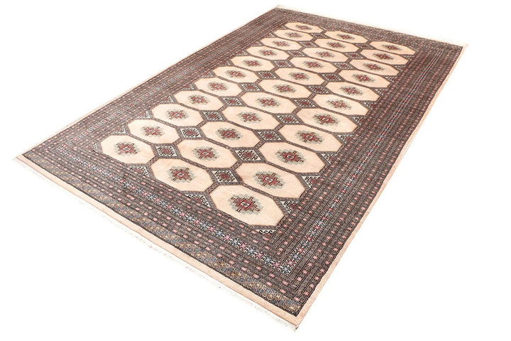 Brown Pakistani Jaldar Rug 6' 8" x 10' 4" Hand-Knotted | No. QA26140