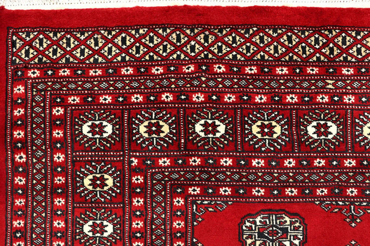 Red Pakistani Bokhara Rug 8' 1" x 10' 1" Hand-Knotted | No. QA26168