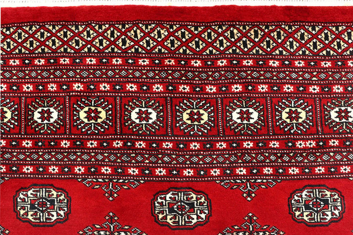 Red Pakistani Bokhara Rug 8' 1" x 10' 1" Hand-Knotted | No. QA26168