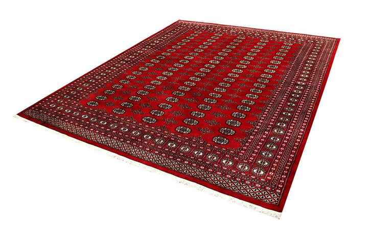 Red Pakistani Bokhara Rug 8' 1" x 10' 1" Hand-Knotted | No. QA26168