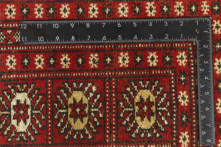 Red Pakistani Bokhara Rug 8' 1" x 10' 1" Hand-Knotted | No. QA26168