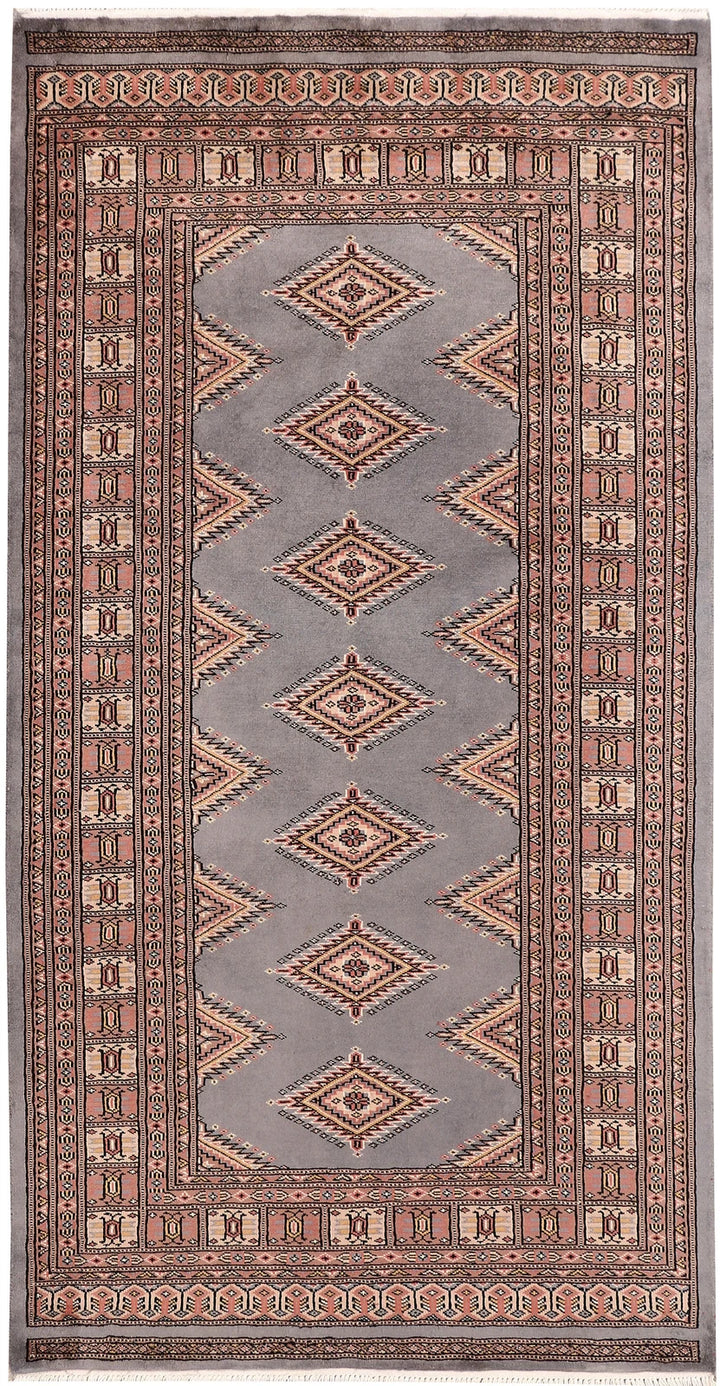 Grey Pakistani Jaldar Rug 3' 5" x 6' 6" Hand-Knotted | No. QA26369
