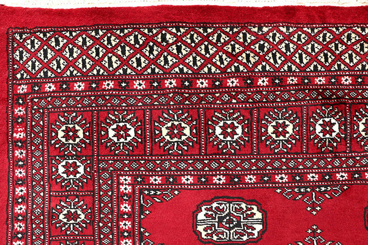Red Bokhara Rug 5' 6" x 7' 9" Hand-Knotted | No. QA26408