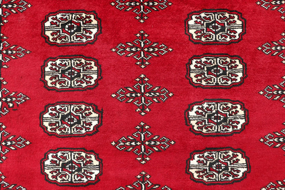 Red Bokhara Rug 5' 6" x 7' 9" Hand-Knotted | No. QA26408