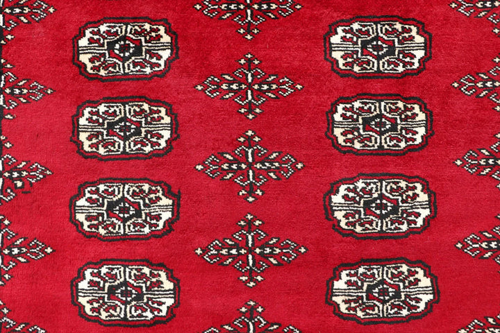 Red Bokhara Rug 5' 6" x 7' 9" Hand-Knotted | No. QA26408