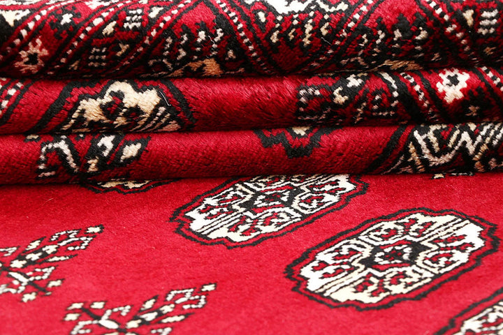 Red Bokhara Rug 5' 6" x 7' 9" Hand-Knotted | No. QA26408