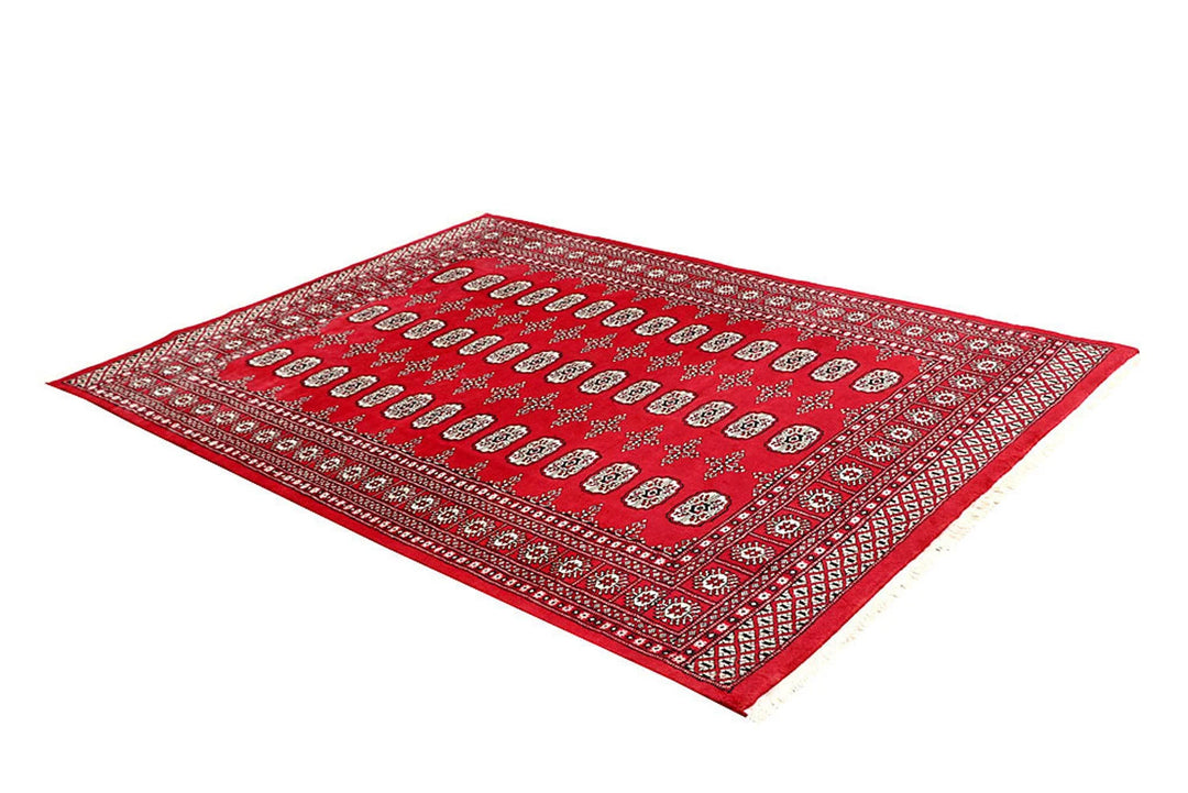 Red Bokhara Rug 5' 6" x 7' 9" Hand-Knotted | No. QA26408