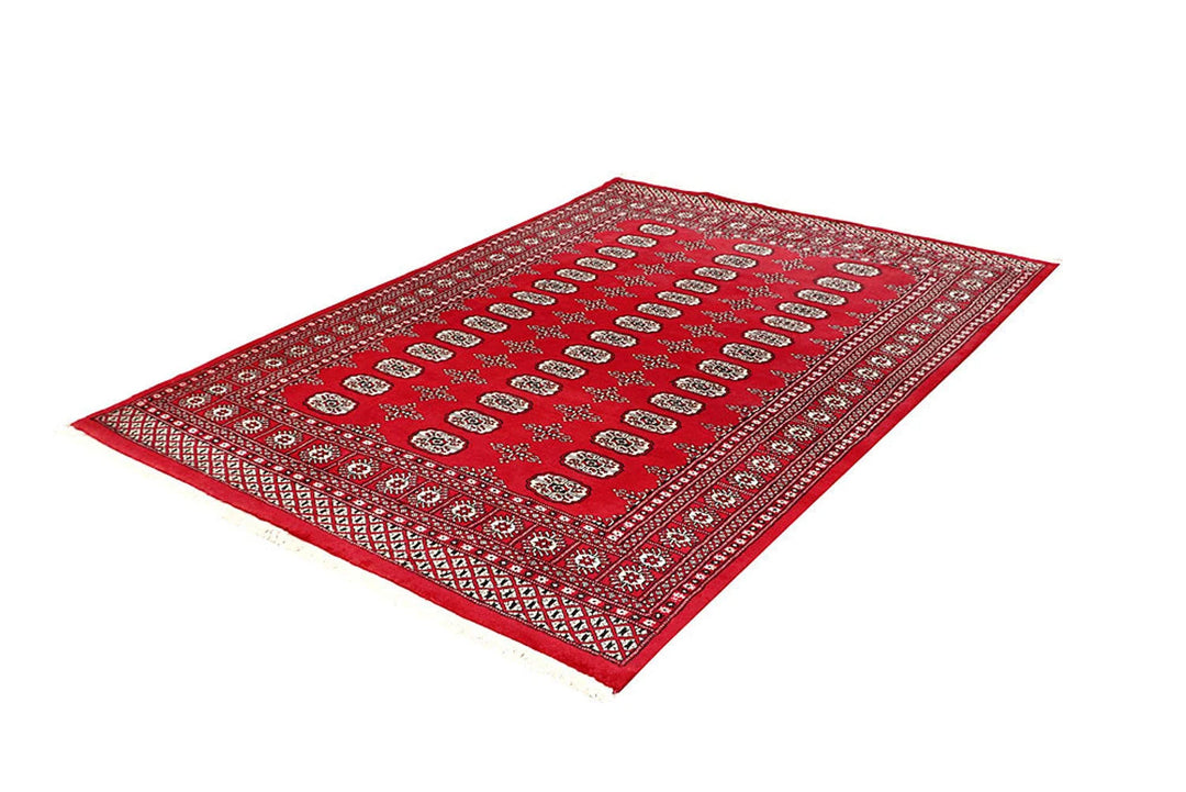 Red Bokhara Rug 5' 6" x 7' 9" Hand-Knotted | No. QA26408