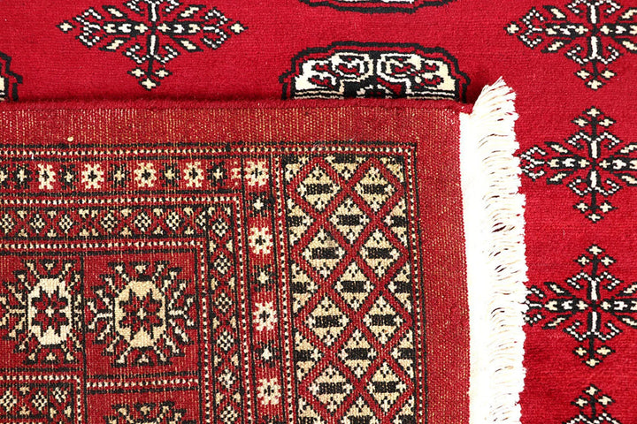 Red Bokhara Rug 5' 6" x 7' 9" Hand-Knotted | No. QA26408