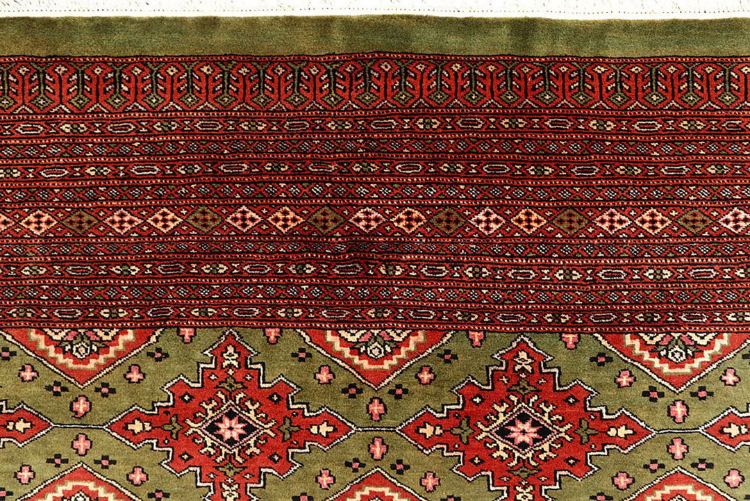 Olive Pakistani Jaldar Rug 8' x 10'11" Hand-Knotted | No. QA26445
